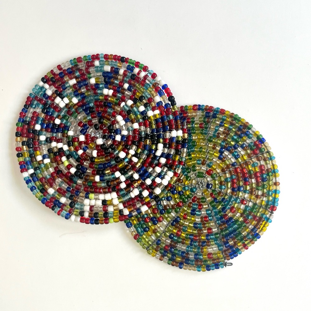 🇿🇦handmade south africa wired colorful beaded coffee mug coasters set of 2